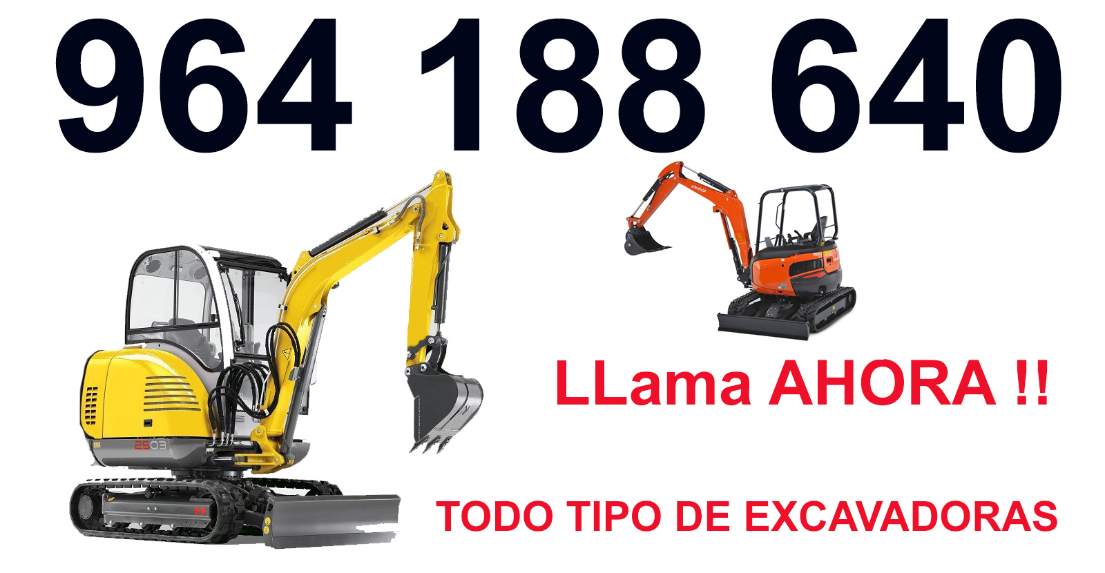 Excavadoras disponibles para alquilar en Benlloch
