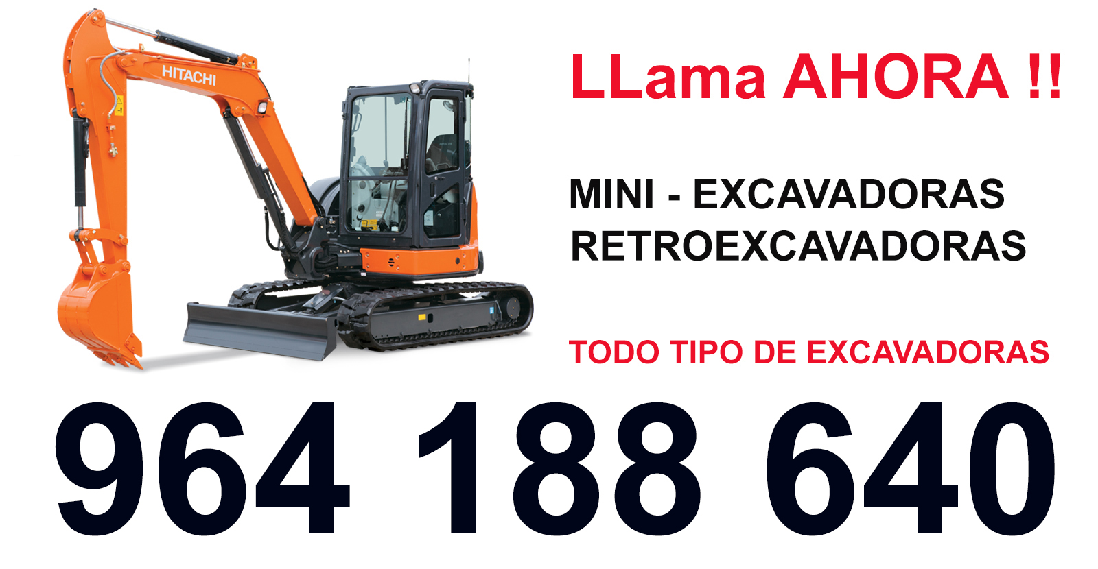 Excavadoras en alquiler con entrega en Benlloch