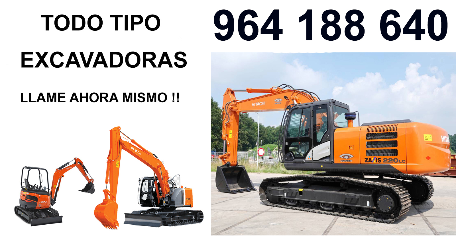 Alquiler Excavadora de Ruedas con entrega en Ayódar